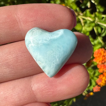 Natural Larimar Crystal Heart Cabochon