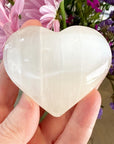Selenite Heart Palm Stone
