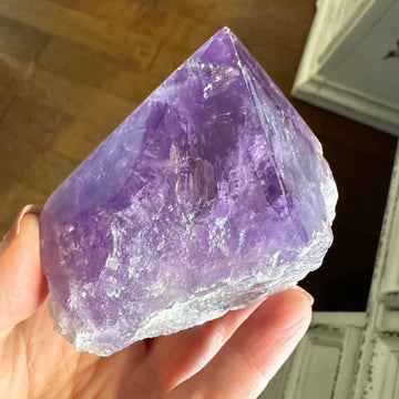 Partially Polished Amethyst Tower with Rainbows