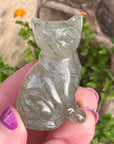 Epidote Crystal Kitten Carved by Leandro de Souza