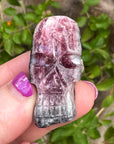 Pink and Green Tourmaline Palm Skull by Igor de Souza