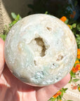 Large Caribbean Blue Calcite Crystal Geode Sphere