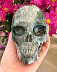 Green Moss Agate Crystal Skull
