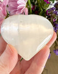 Selenite Heart Palm Stone