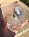 Clear Sirius Quartz Crystal Skull with Rainbows Carved by Leandro de Souza