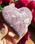 Lepidolite Palm Stone Heart