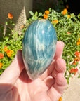 Large Lemurian Aquatine Calcite Crystal Heart