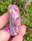 Pink and Blue Tourmaline Palm Skull by Igor de Souza