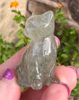 Epidote Crystal Kitten Carved by Leandro de Souza