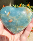 Large Lemurian Aquatine Calcite Crystal Heart