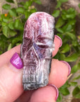 Pink and Green Tourmaline Palm Skull by Igor de Souza