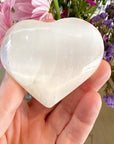 Selenite Heart Palm Stone