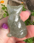 Epidote Crystal Kitten Carved by Leandro de Souza