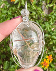 Rutile Quartz Crystal Skull Pendant Carved by Leandro de Souza