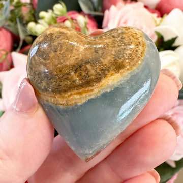 Lemurian Aquatine Calcite Crystal Heart