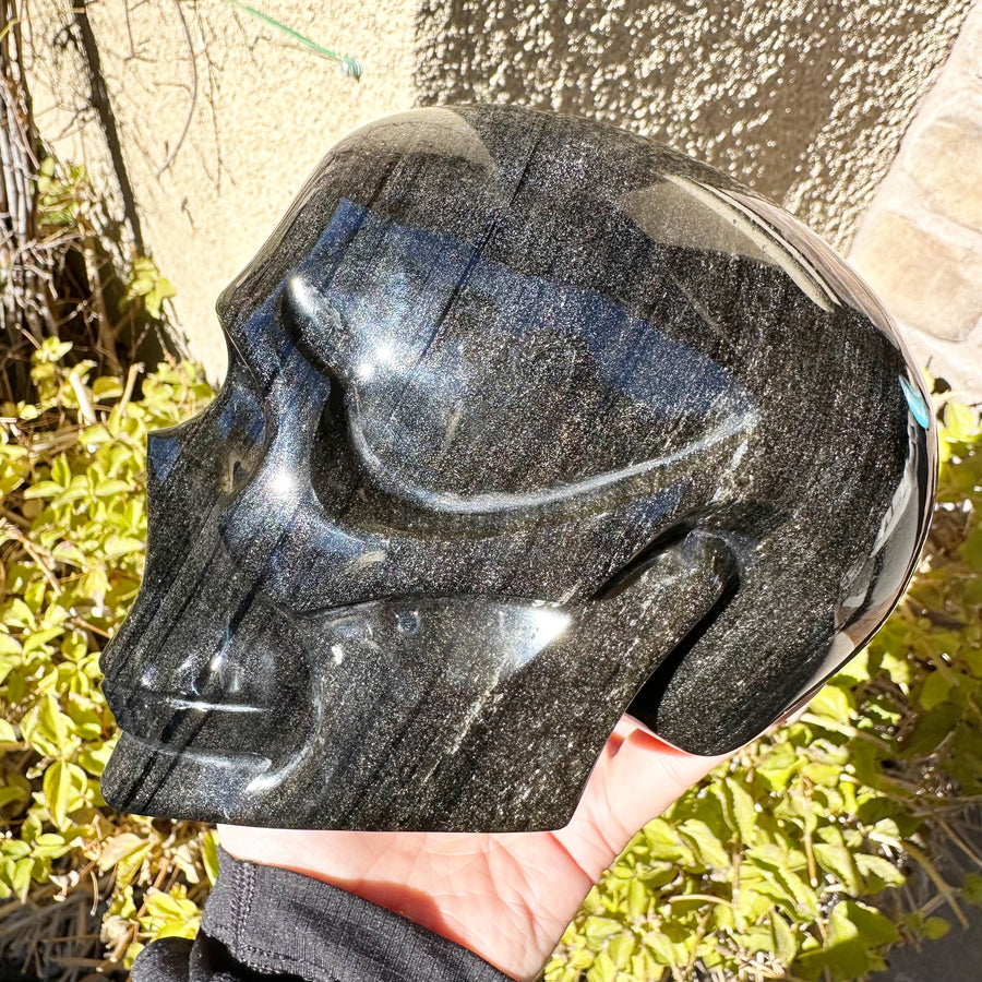 Gold Sheen Obsidian Crystal Skull