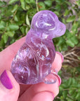 Amethyst Crystal Puppy Carved by Leandro de Souza