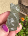 Epidote Crystal Kitten Carved by Leandro de Souza