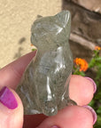 Epidote Crystal Kitten Carved by Leandro de Souza