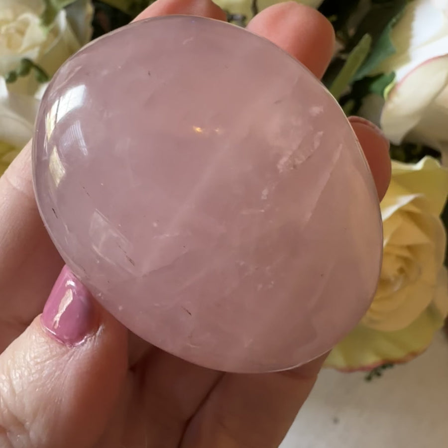 Rose Quartz Crystal Palm Stone