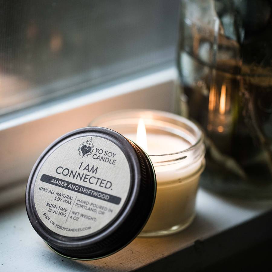I AM CONNECTED: Amber & Driftwood Soy Mantra Candle