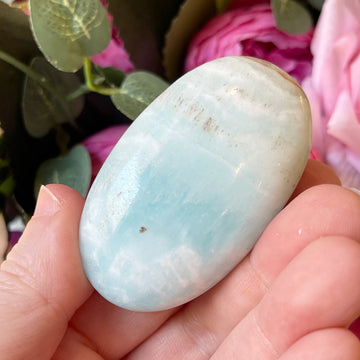 Blue Aragonite Crystal Palm Stone