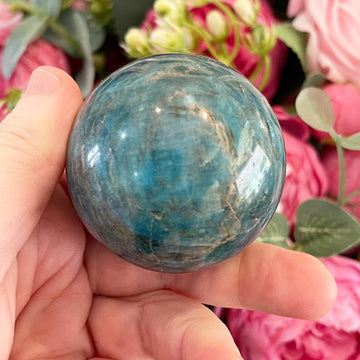 Natural Blue Apatite Crystal Sphere