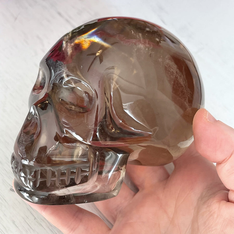 Natural Smoky Citrine Crystal Skull Carved by Wilson Venturini