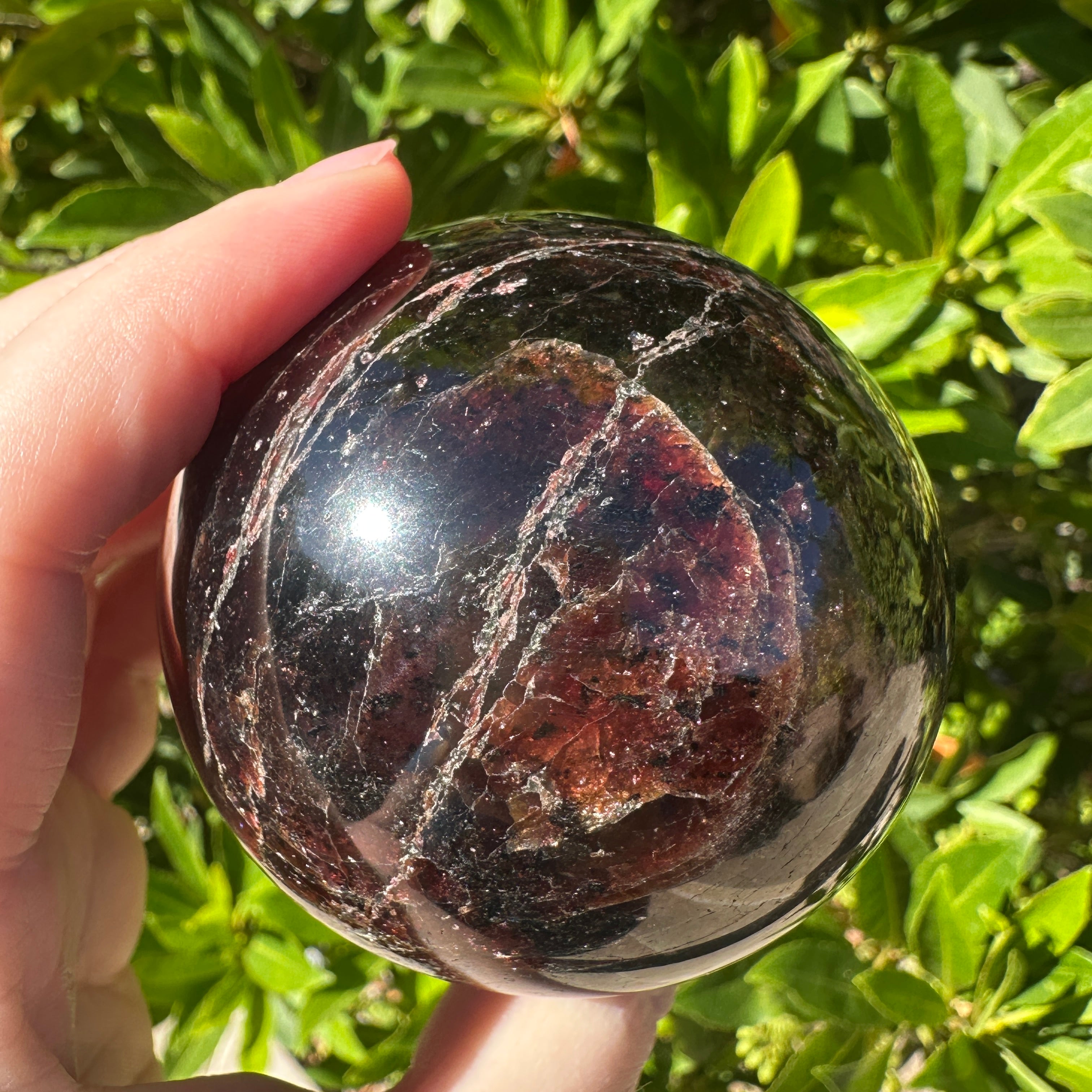 ガーネット　高品質　スフィア　4.3㎝　スターフラッシュ　高級　garnet Star Garnet Sphere – Luscious Earth Creation
