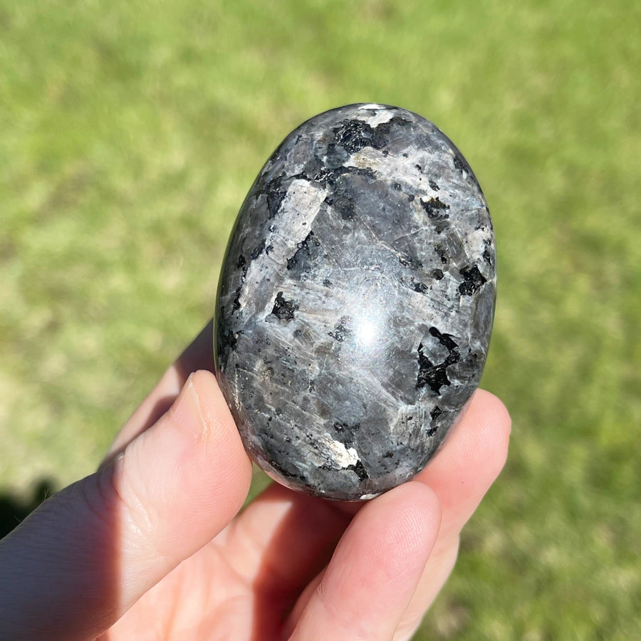 Beautiful Larvikite Crystal Palm Stone