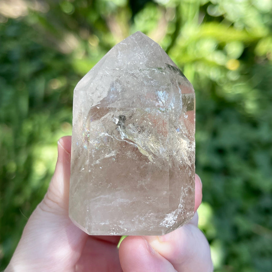 Smoky Quartz Tower with Rainbow