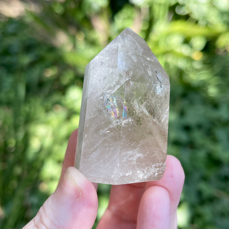 Smokey Quartz Tower with Rainbow
