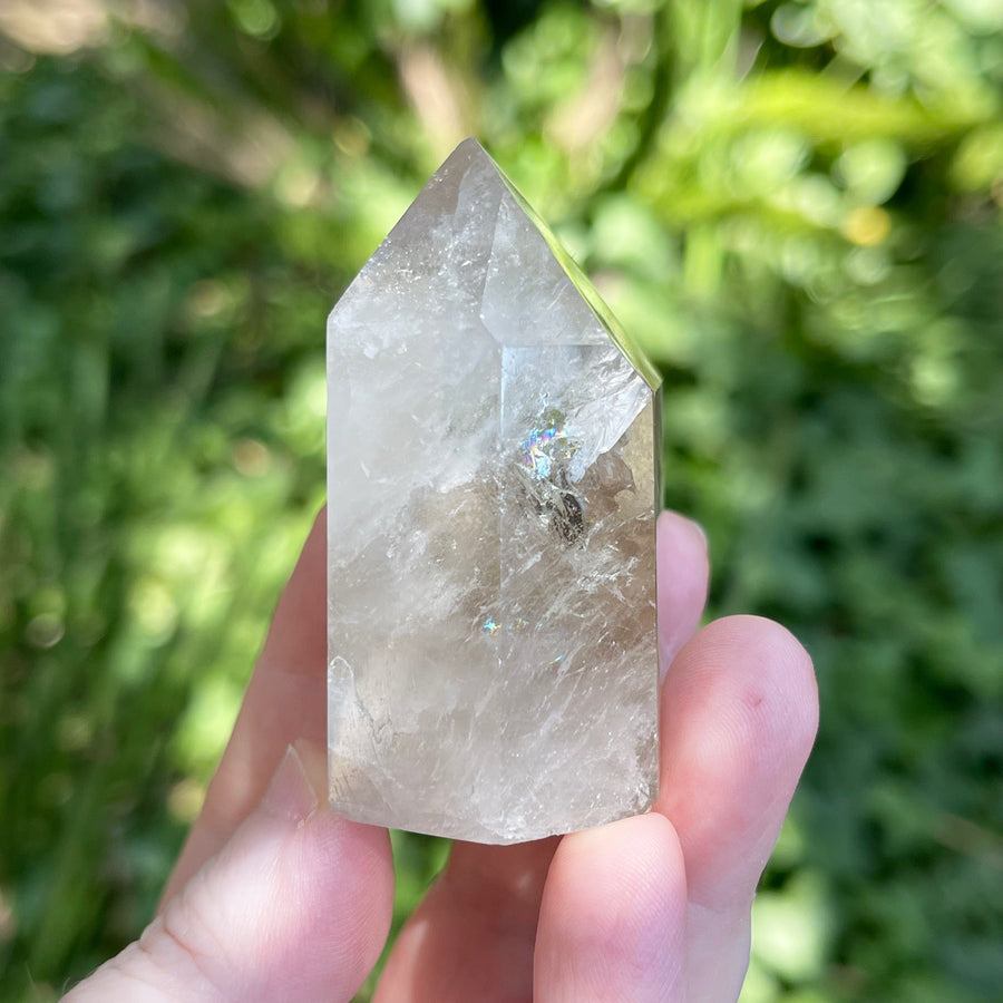 Smoky Quartz Tower with Rainbow