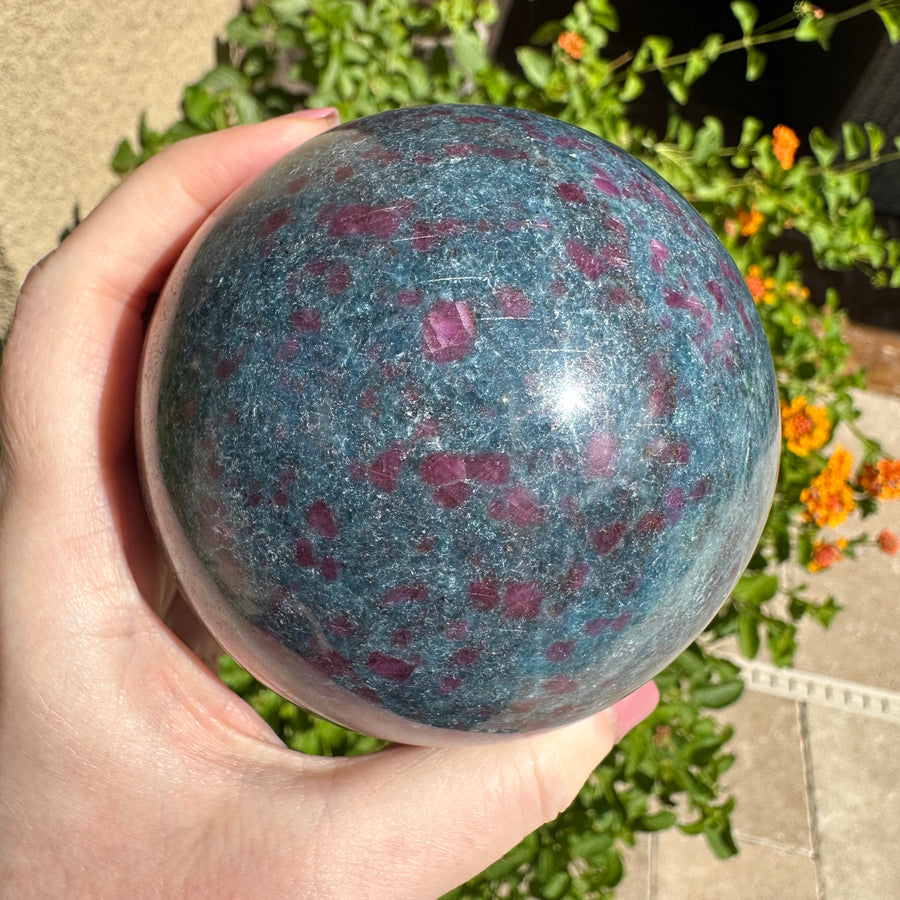 Large Ruby Kyanite Crystal Sphere