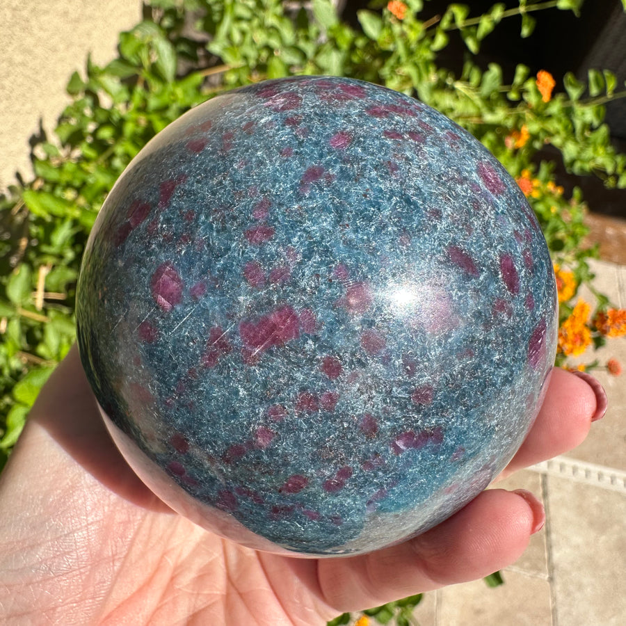 Large Ruby Kyanite Crystal Sphere