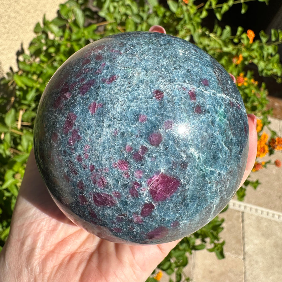 Large Ruby Kyanite Crystal Sphere