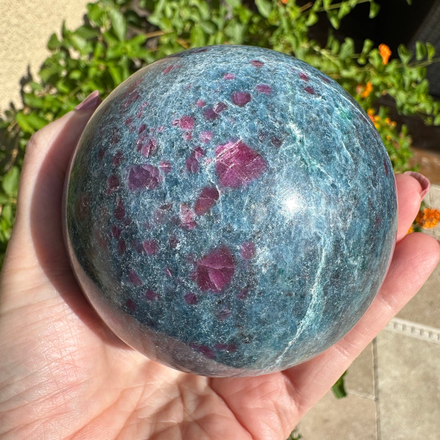 Large Ruby Kyanite Crystal Sphere