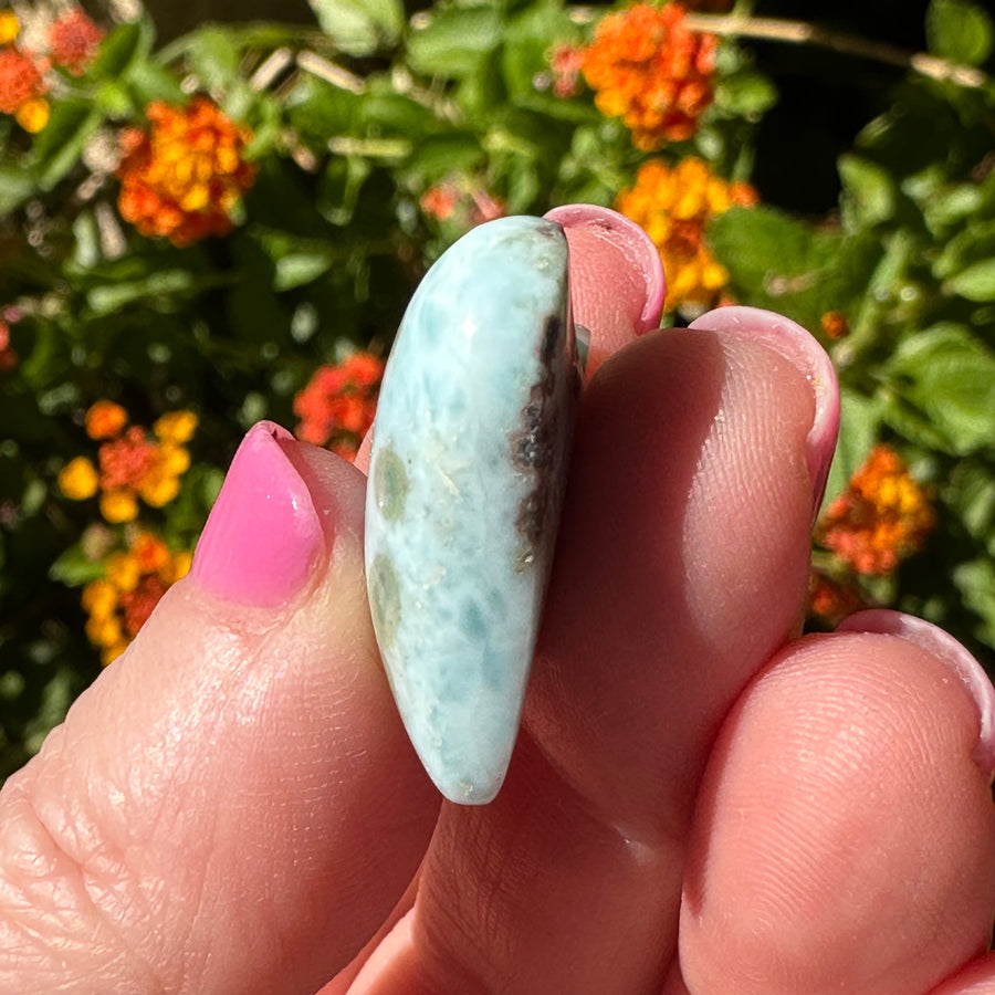 Natural Larimar Crystal Heart Cabochon