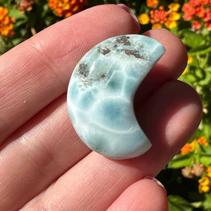 Natural Larimar Crystal Moon