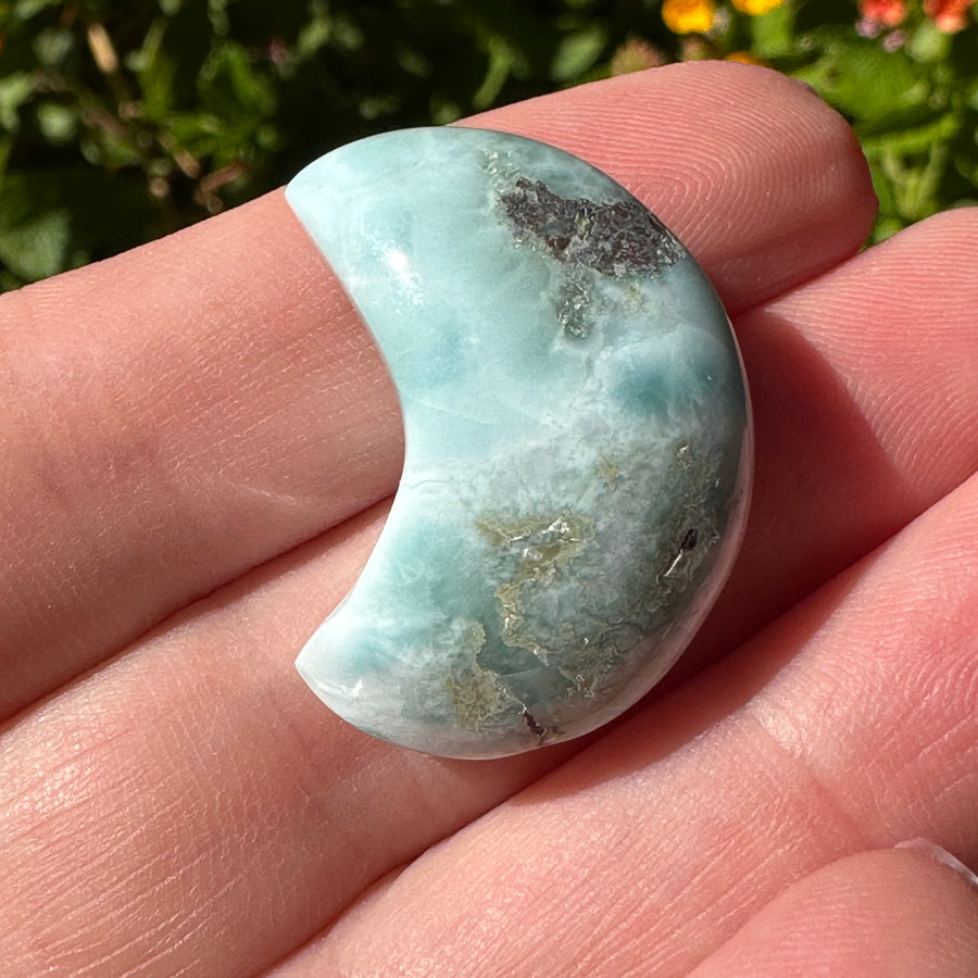 Natural Larimar Crystal Moon