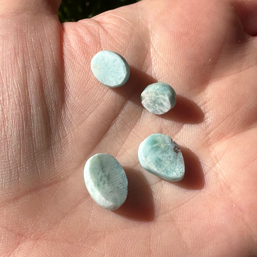 Set of 4 Natural Larimar Crystal Cabochons