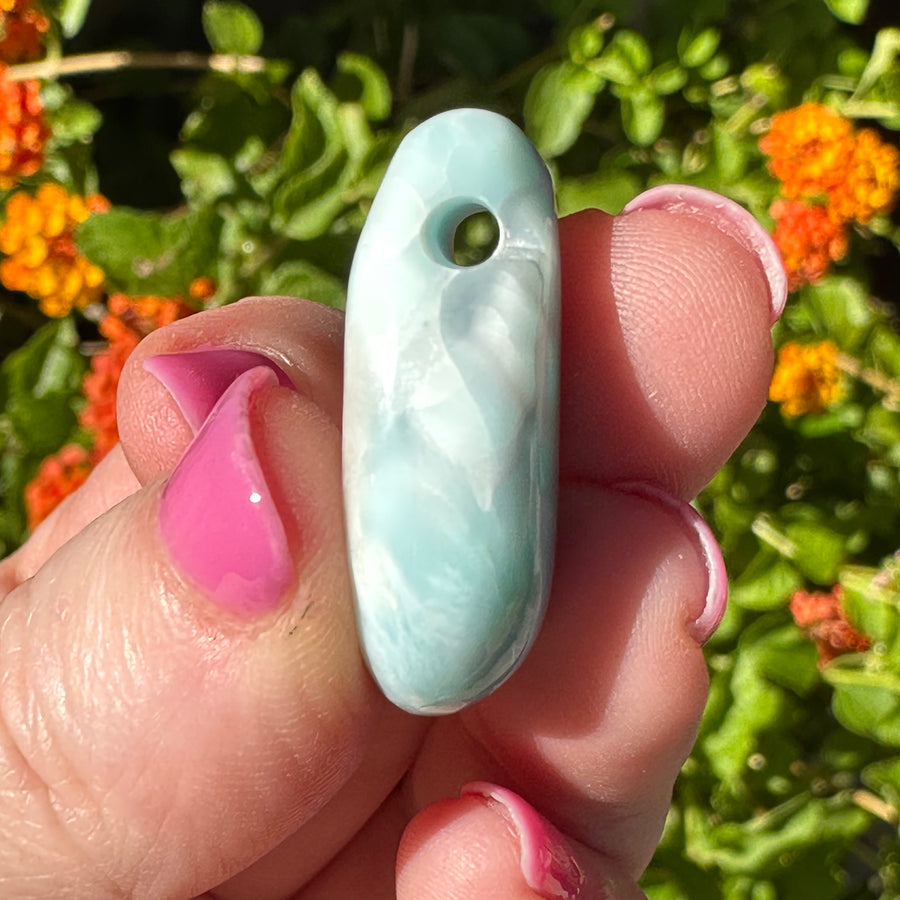 Natural Larimar Drilled Pendant