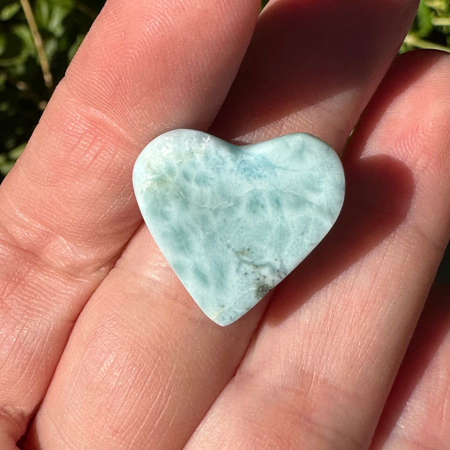 Natural Larimar Crystal Heart Cabochon