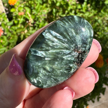 Grade AA Seraphinite Crystal Palm Stone