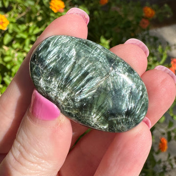 Grade AA Seraphinite Crystal Palm Stone