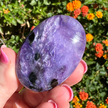 Grade A Charoite Crystal Palm Stone