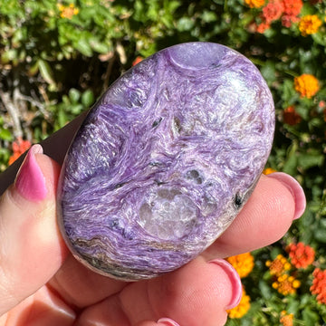 Grade A Charoite Crystal Palm Stone