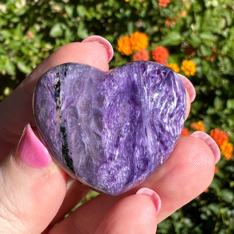 AA Grade Charoite Crystal Heart