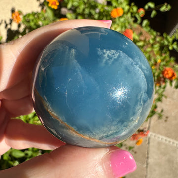 High Grade Lemurian Aquatine Calcite Crystal Sphere