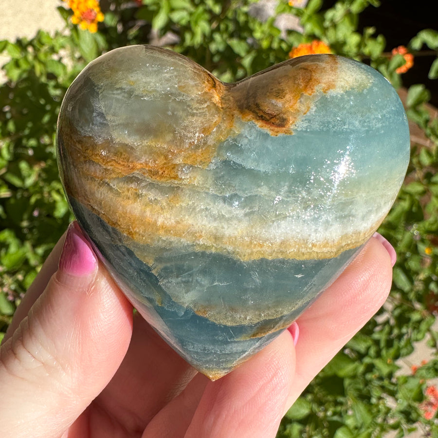Lemurian Aquatine Calcite Crystal Heart